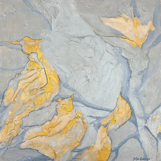 Goldene Vögel, 60(B)x60(H)cm