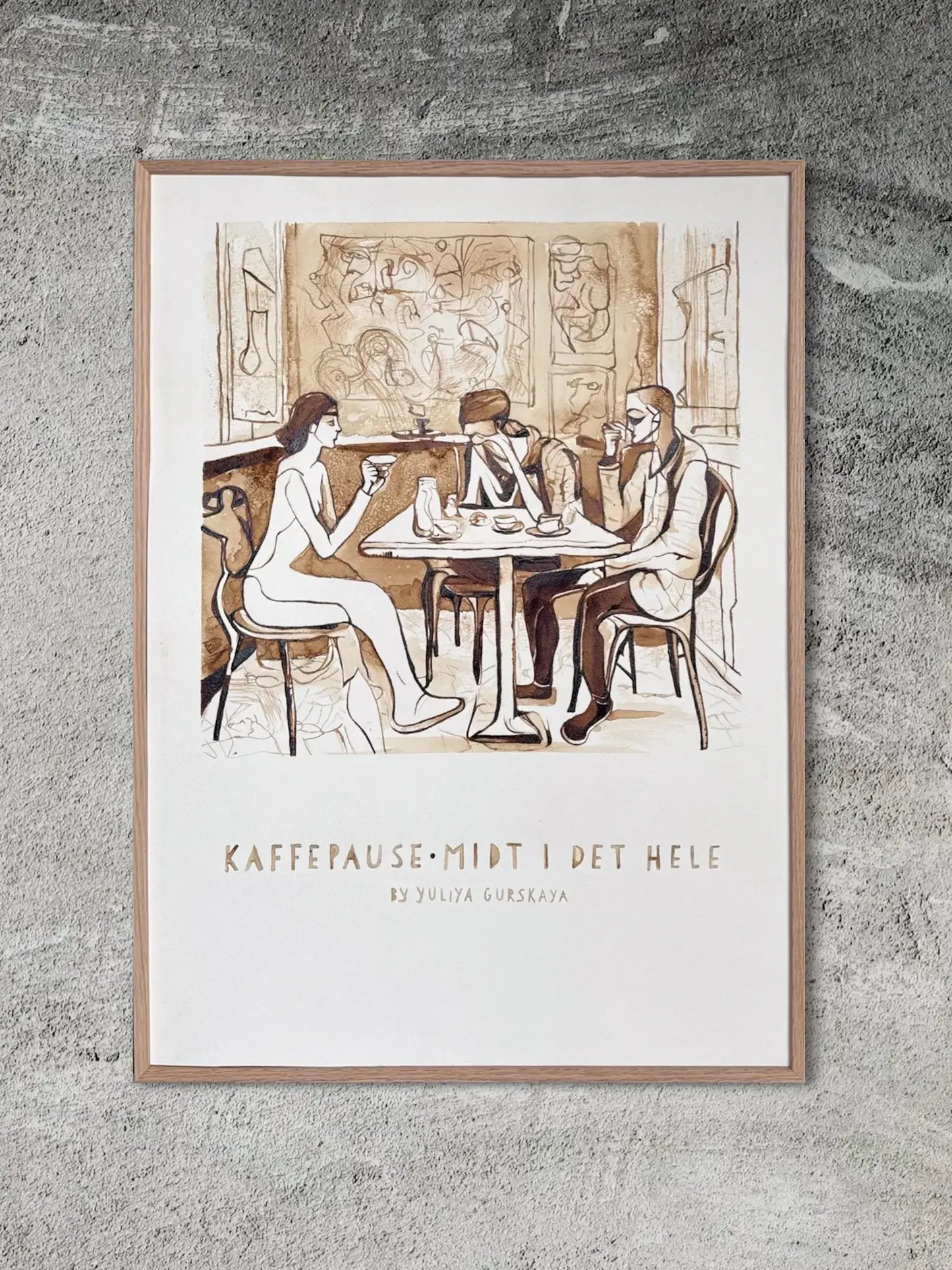 Kaffepause midt i det hele, 50(b)x70(h)cm