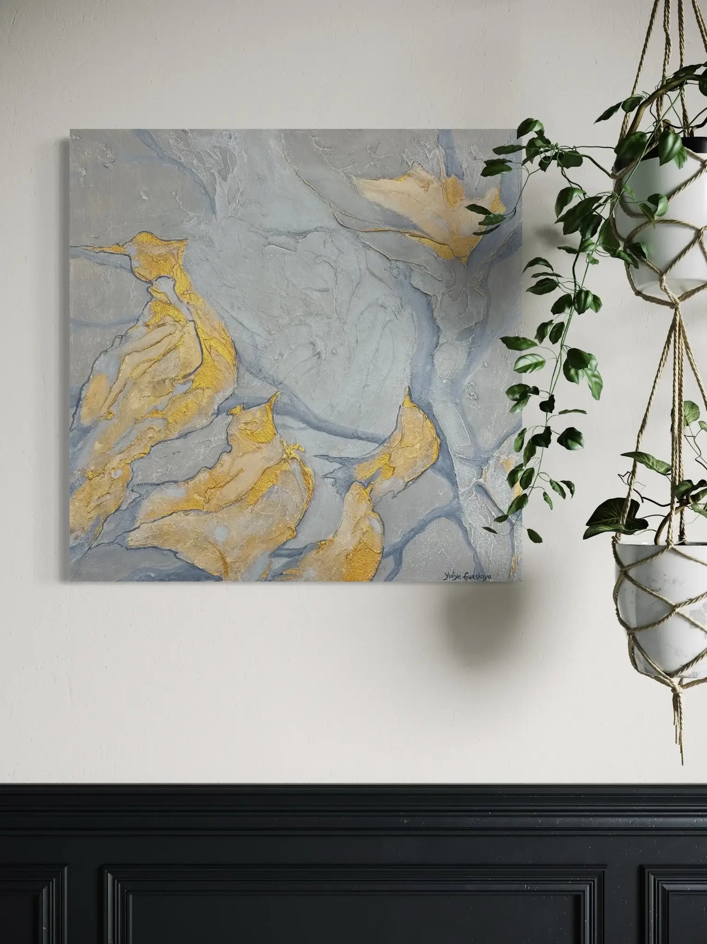 Goldene Vögel, 60(B)x60(H)cm