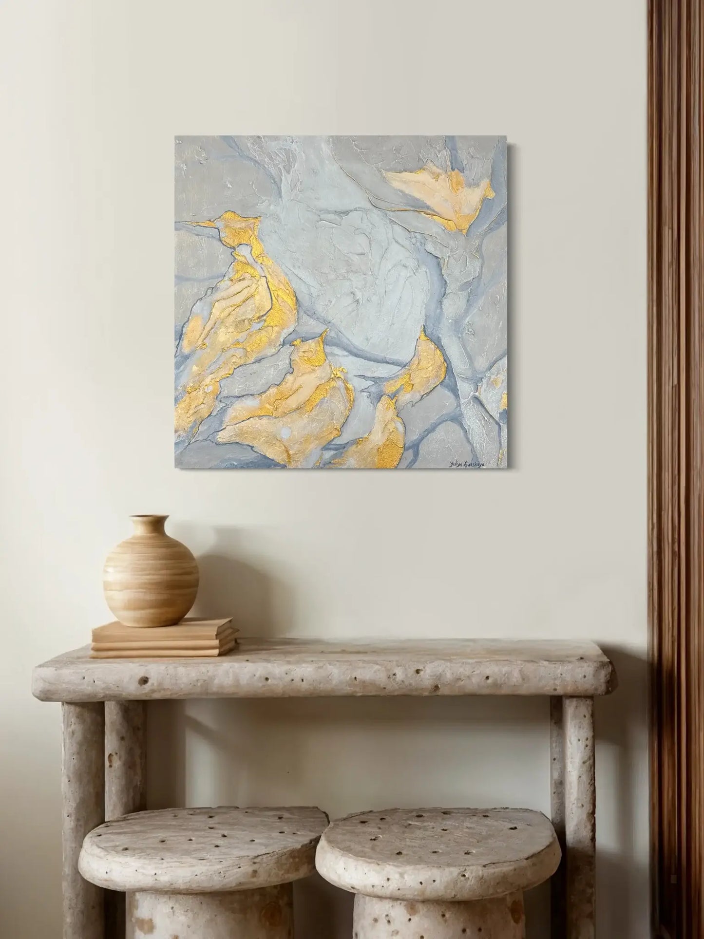 Goldene Vögel, 60(B)x60(H)cm