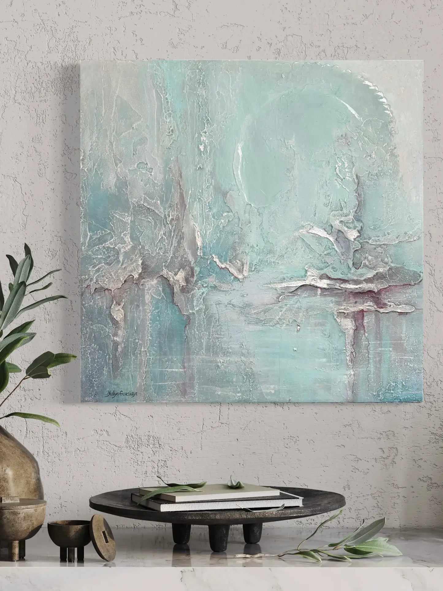 Türkis Morgen 1, 60(B)x60(H)cm