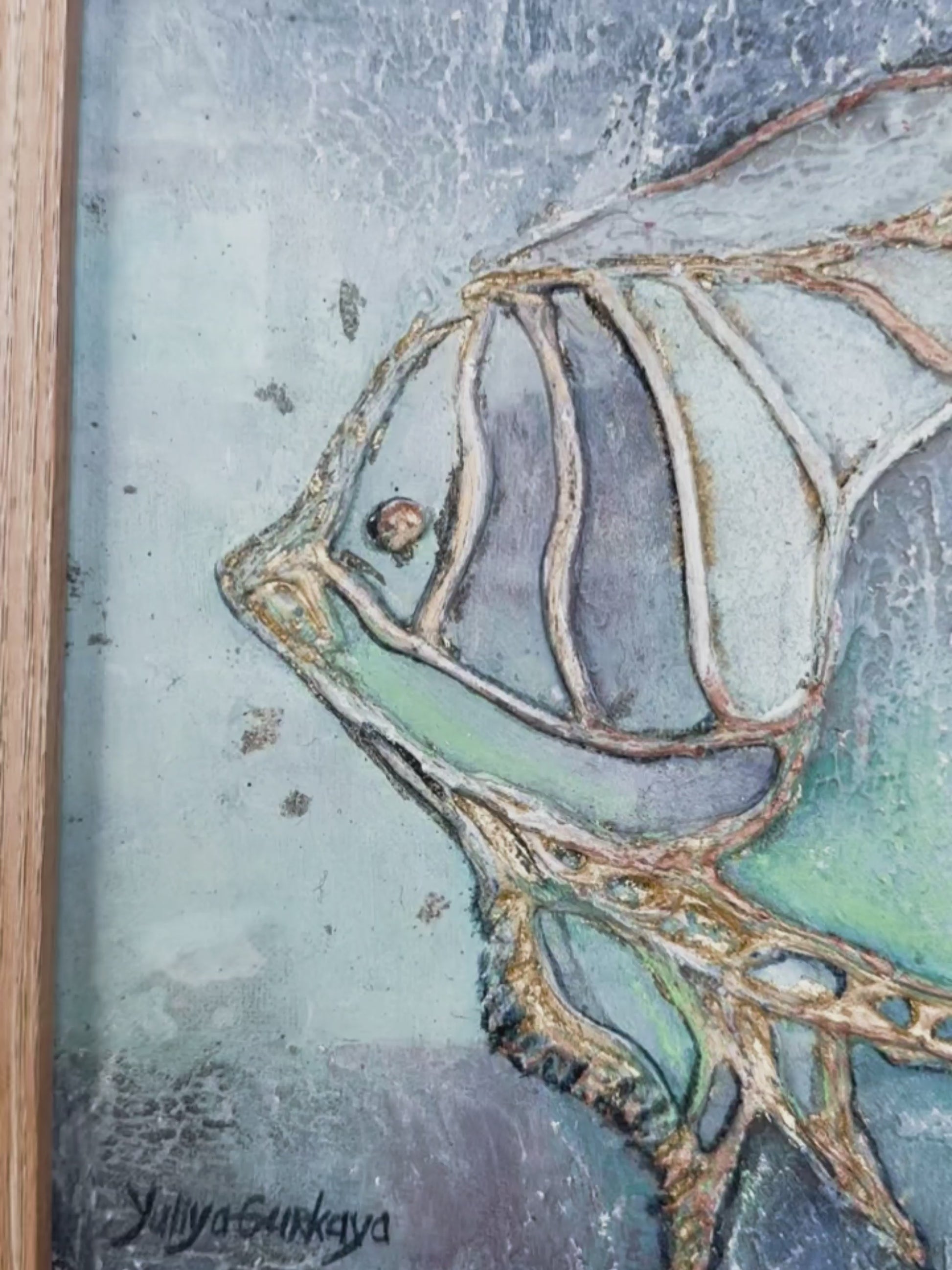 mix media maleri, moderne maleri, dekorative maleri, video af maleri, fisk malerier