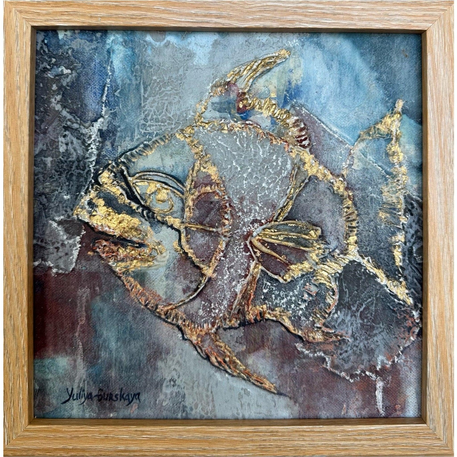 Lykke fisk 11, 22x22cm med ramme - GURSKAYA ART DANMARK