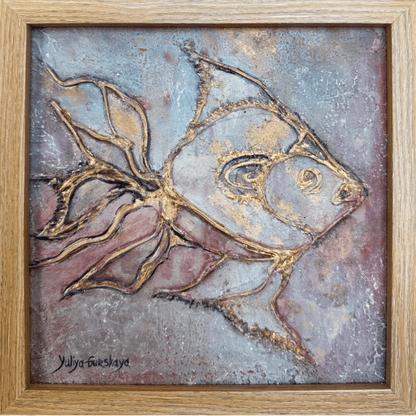 Lykke fisk 12, 22x22cm med ramme - GURSKAYA ART DANMARK